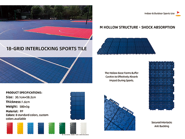 18-Grid Interlocking Sports Tile