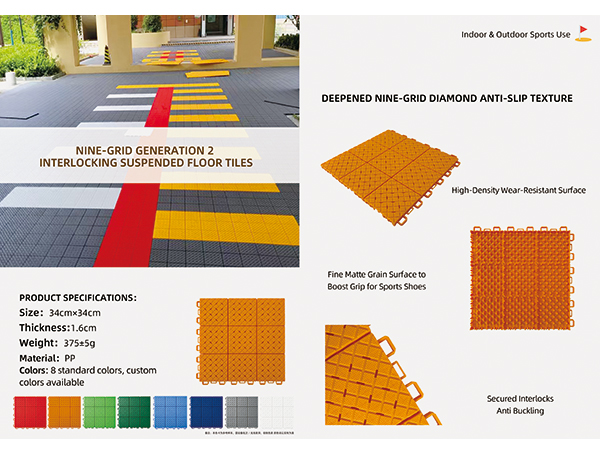 Nine-Grid Generation 2interlocking Suspended Floor Tiles