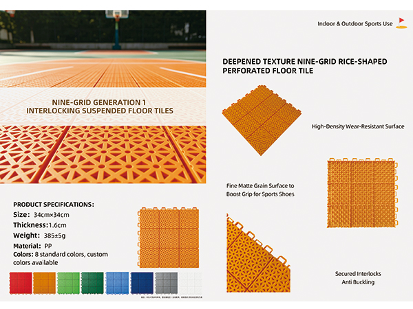 Nine-Grid Generation 1 Interlocking Suspended Floor Tiles
